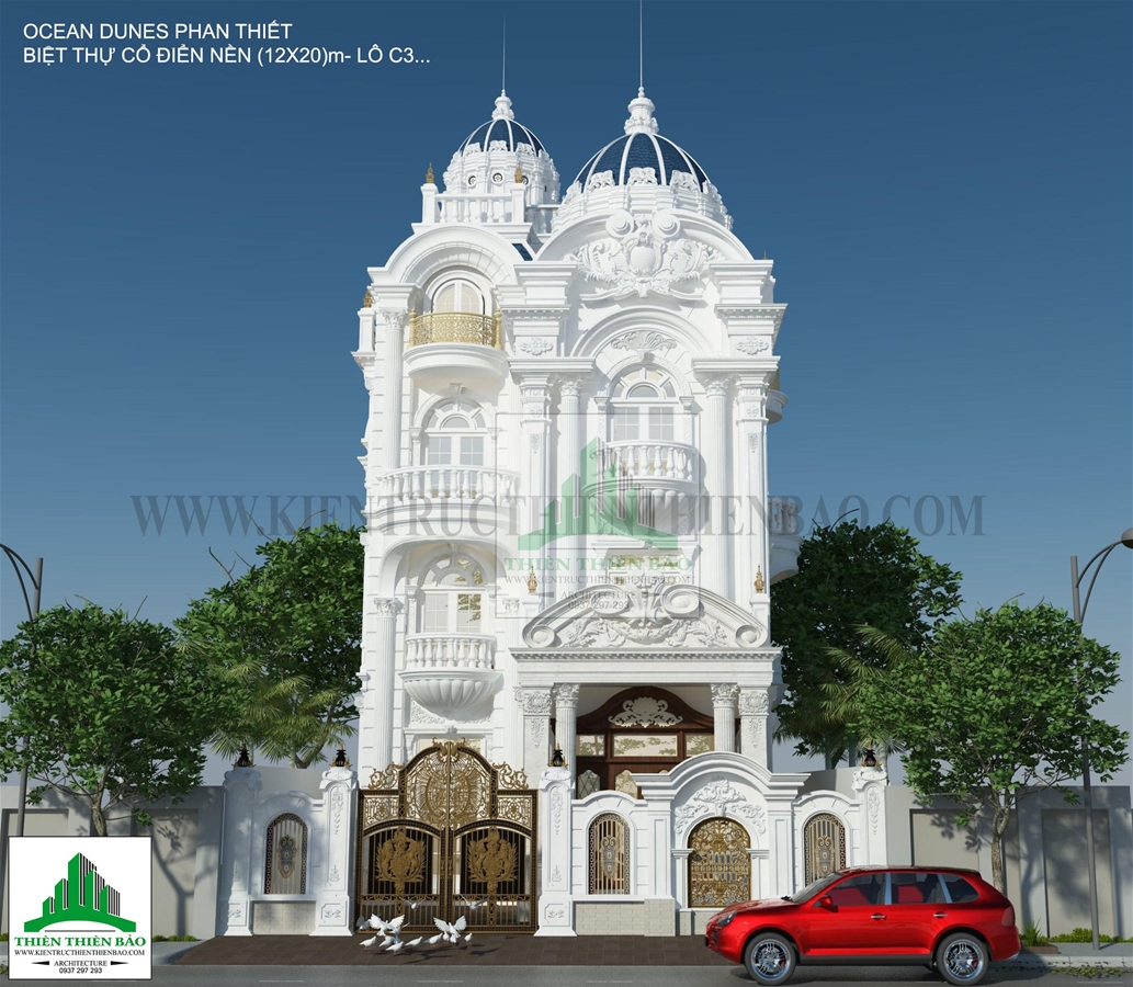 thiết kế kiến trúc biệt thự cổ điển phong cách Thiên Thiên Bảo tại Phan Thiết THIẾT KẾ BIỆT THỰ CỔ ĐIỂN MANG PHONG CÁCH KIẾN TRÚC THIÊN THIÊN BẢO - PHAN THIẾT 2020