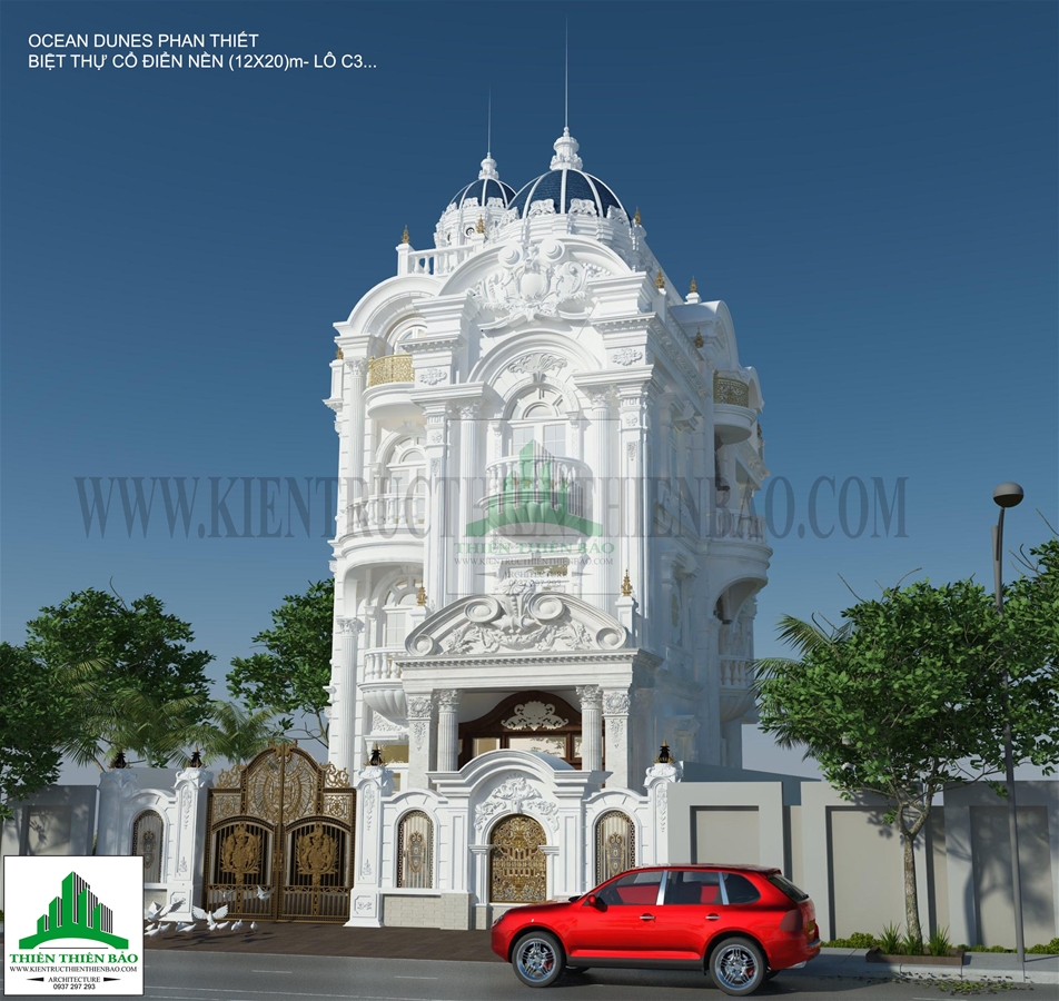 thiết kế kiến trúc biệt thự cổ điển phong cách Thiên Thiên Bảo tại Phan Thiết THIẾT KẾ BIỆT THỰ CỔ ĐIỂN MANG PHONG CÁCH KIẾN TRÚC THIÊN THIÊN BẢO - PHAN THIẾT 2020