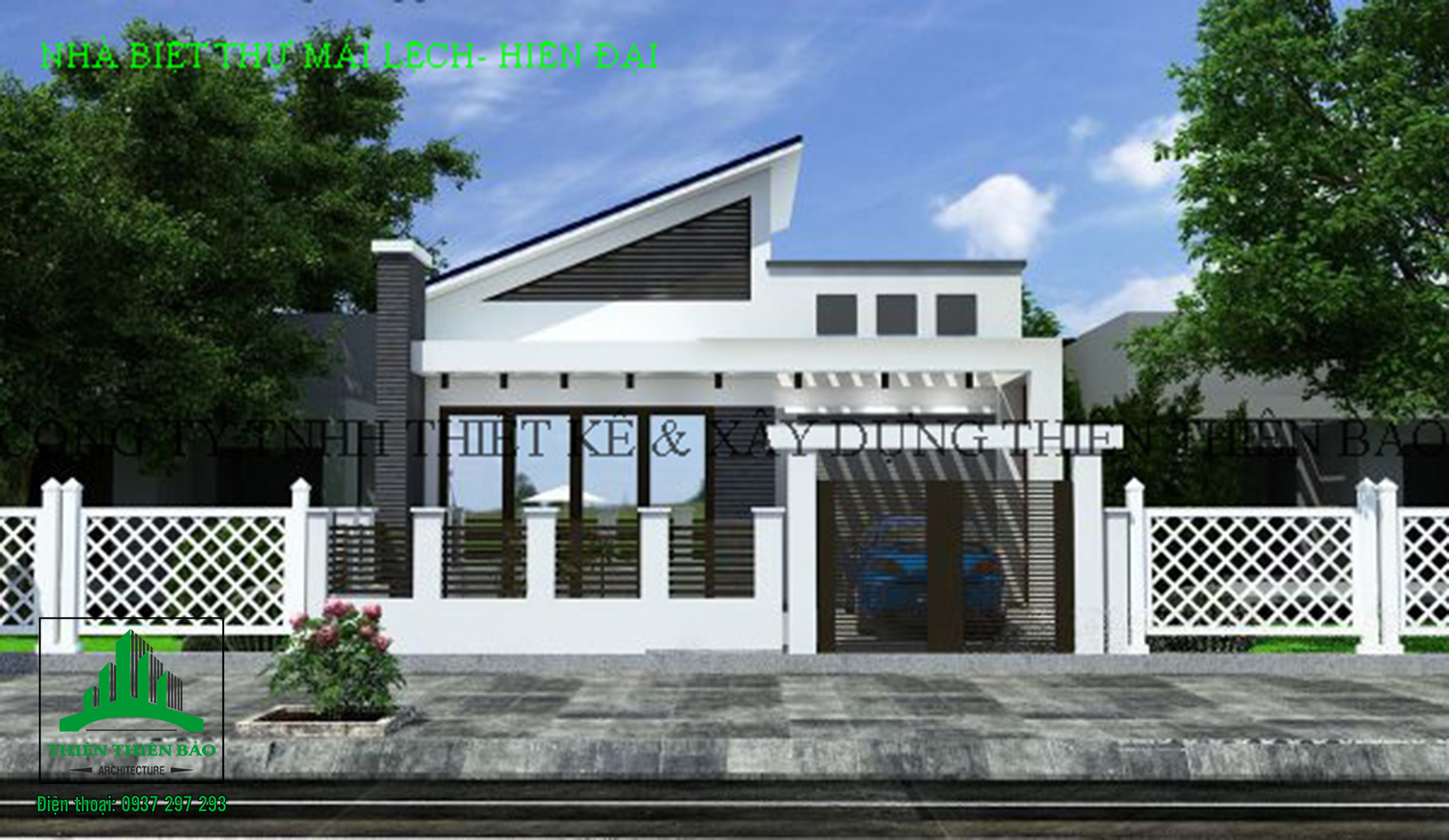 nhà biệt thự trệt- hiện đại mái lệch tại Phan Thiết THIẾT KẾ BIỆT THỰ MÁI LỆCH HIỆN ĐẠI- 3 PHÒNG NGỦ DIỆN TÍCH 9MX16M TẠI PHAN THIẾT