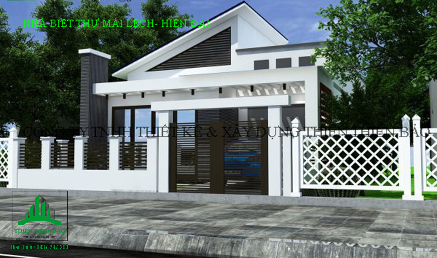nhà biệt thự trệt- hiện đại mái lệch tại Phan Thiết THIẾT KẾ BIỆT THỰ MÁI LỆCH HIỆN ĐẠI- 3 PHÒNG NGỦ DIỆN TÍCH 9MX16M TẠI PHAN THIẾT