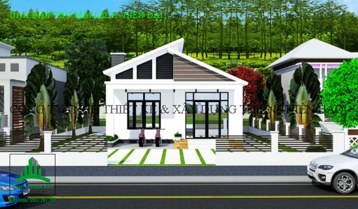 nhà biệt thự trệt- hiện đại mái lệch tại Phan Thiết THIẾT KẾ BIỆT THỰ MÁI LỆCH HIỆN ĐẠI- 3 PHÒNG NGỦ DIỆN TÍCH 9MX16M TẠI PHAN THIẾT