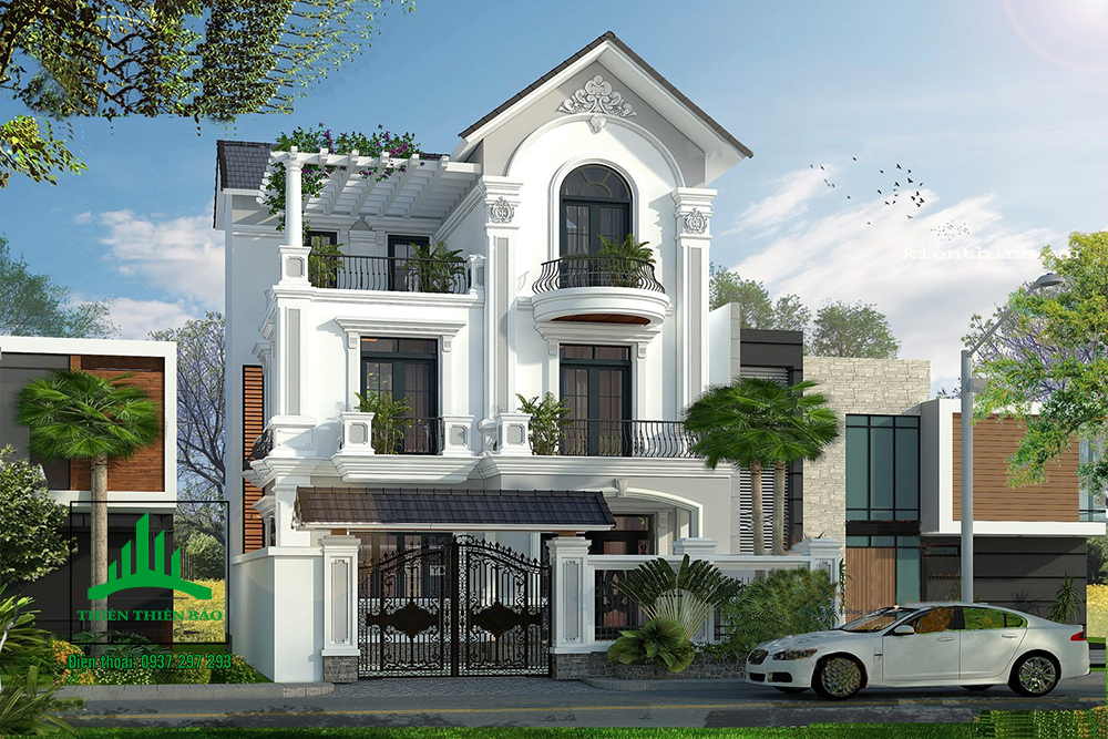 THIẾT KẾ BIỆT THỰ TÂN CỔ ĐIỂN PHÁP 3 TẦNG SIÊU ĐẸP TẠI PHAN THIẾT